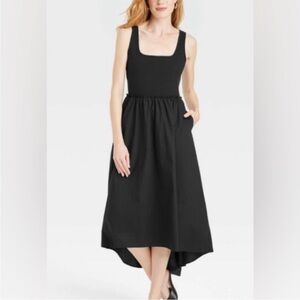 a new day Classic Black Knit high low dress sz XL tank midi
